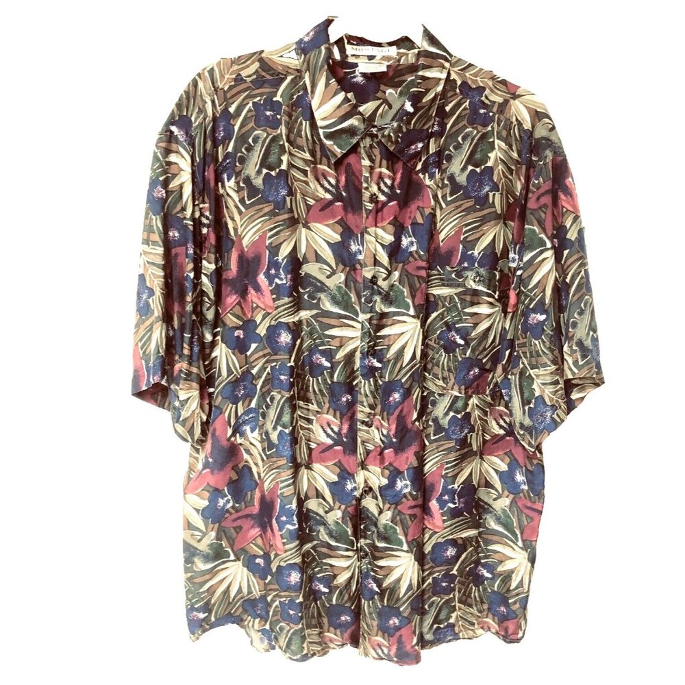 Montage Mens Silk Hawaiian Shirt‎ Aloha Size XL Tropical Beach Coastal Preppy